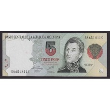 ARGENTINA COL. 741c BILLETE DE 5 PESOS CONVERTIBLES MUY BUENO